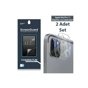 GOR iPad Pro 11 İPad Pro 12.9 2020-2021 3D Cam Kamera Koruyucu 2 SET-(5775) - tygo3602-5803