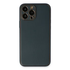 iPhone 13 Pro Kılıf Coco Deri Silikon Kapak - Mavi-(5796) - EMTHBA5838-9345