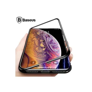 İPhone Xs Max Arkası Cam Manyetik Metal Frame Kılıf-(5775) - HBY2296-3287