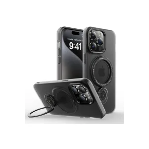 ALLY iPhone 15 Pro Max İçin Magsafe Uyumlu Standlı Manyetik Silikon Kılıf-(5775)