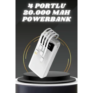 Powerbank Şarj Cihazı 4 Çıkışlı 20.000 MAH Powerbank Kompakt Yüksek Kapasiteli Hızlı Şarj