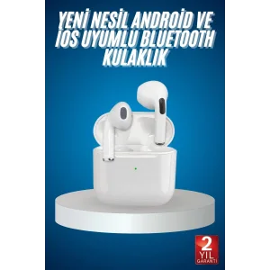 Bluetooth Kulaklık Beyaz Çağrı Cevaplama Dokunmatik Kontrol Kablosuz