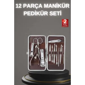12 Parça Paslanmaz Çelik Kompakt ve Taşınabilir Manikür Makası Tırnak Makası