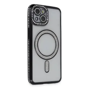 İphone 13 Kılıf Joke Simli Magneticsafe Kılıf - Siyah