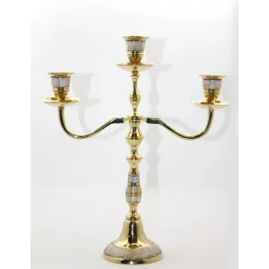 Pirinç Sedefli 3lü Şamdan Model 2