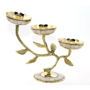 Pirinç Sedefli 3lü Şamdan Model 4