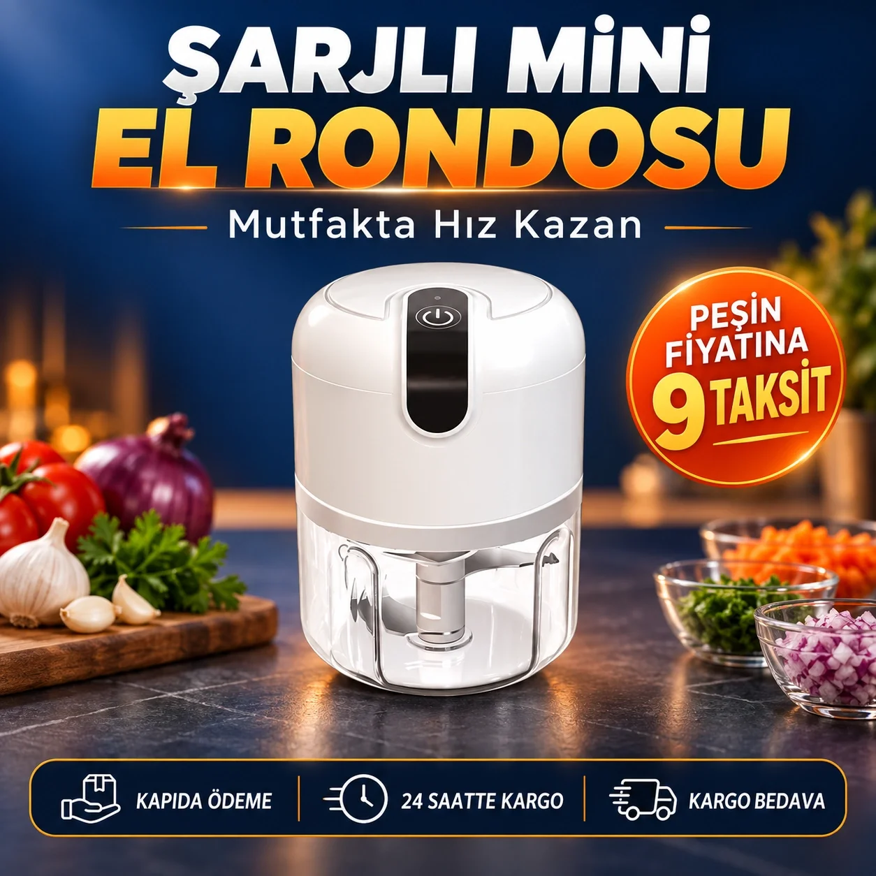 Mini El Rondosu Şarjlı Doğrayıcı Taşınabilir Rondo Blender 250 ML