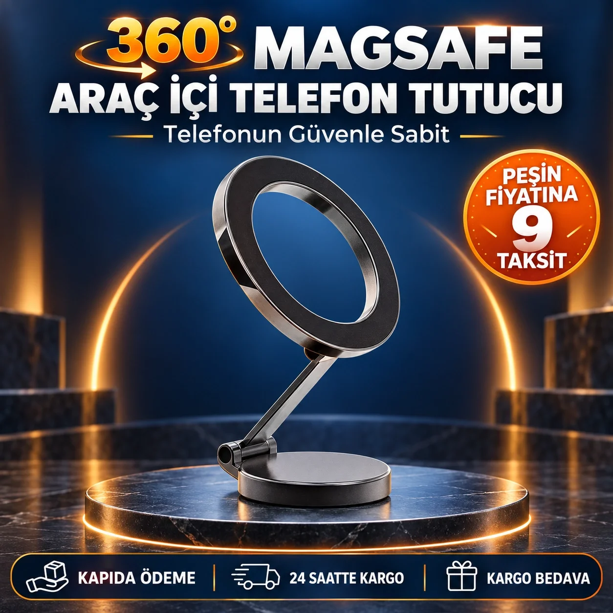 Araç İçi Manyetik Telefon Tutucu Havalandırma Klipsli Telefon Standı