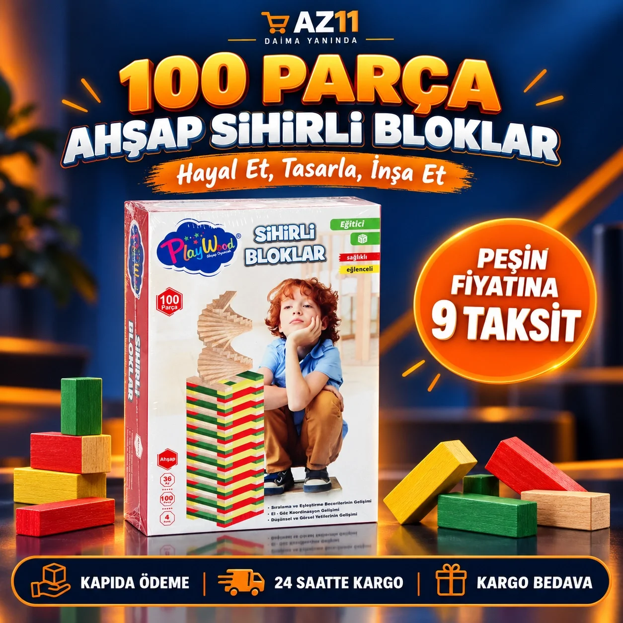 Ahşap Sihirli Bloklar 100 Parça