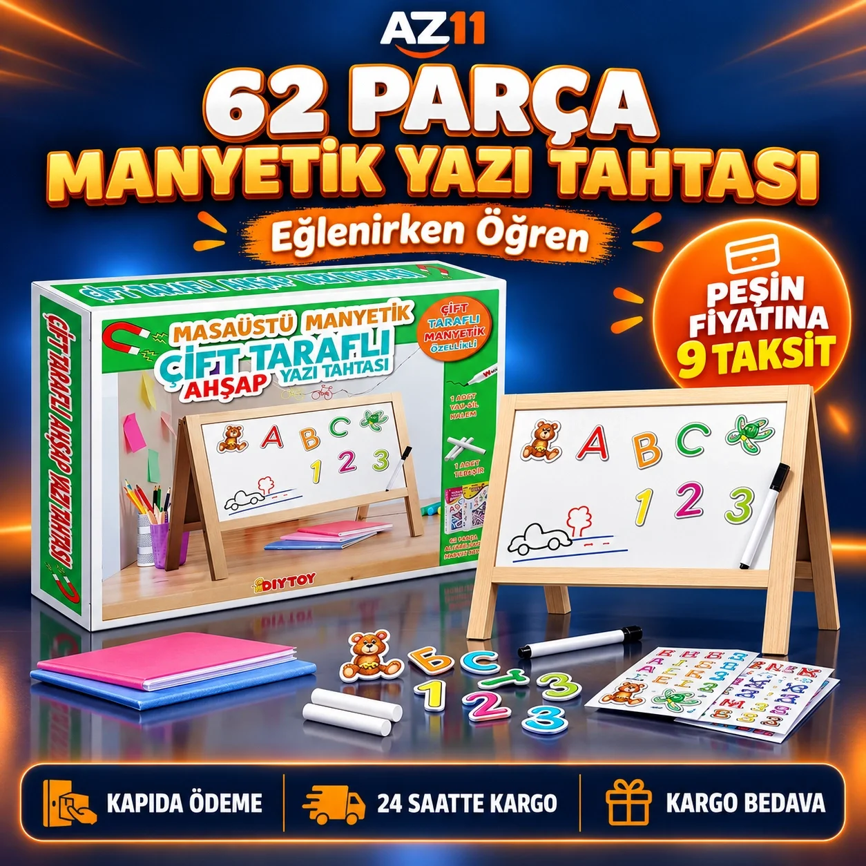 2243 MASAÜSTÜ MANYETIK YAZI TAHTASI 62 PARÇA