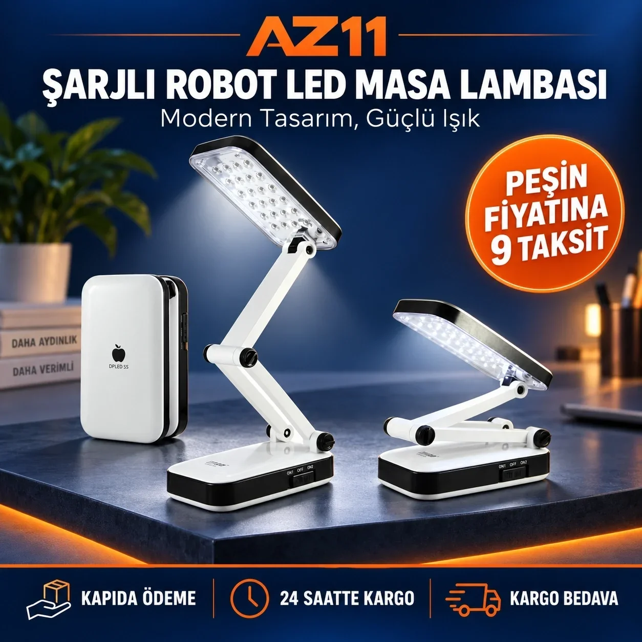 P-088 Sarjlı Robot Led Masa Lambası