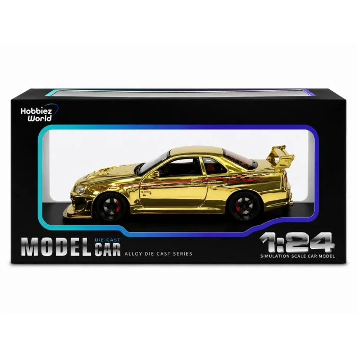 Diecast Metal 1/24 R34 GTR Model Araba - 14 Yaş ve Üzeri Koleksiyon İçin Tekli Paket BX-313407