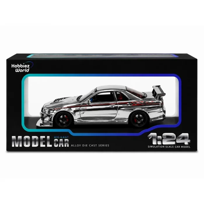 Diecast Metal 1/24 R34 GTR Model Araba - 14 Yaş ve Üzeri Koleksiyon İçin Tekli Paket BX-313407