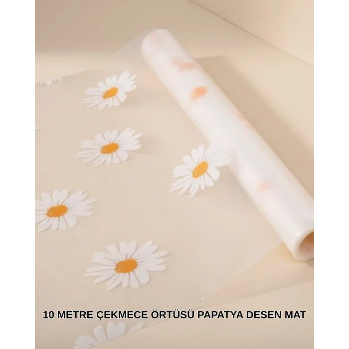 10 Metre Papatya Desenli Kolay Temizlenebilir Çekmece Matı