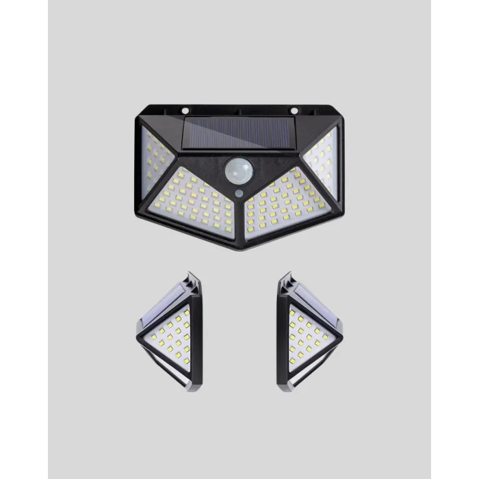 100 LED Solar Lamba Hareket Algılamalı Bahçe Duvar Dış Mekan Aydınlatma