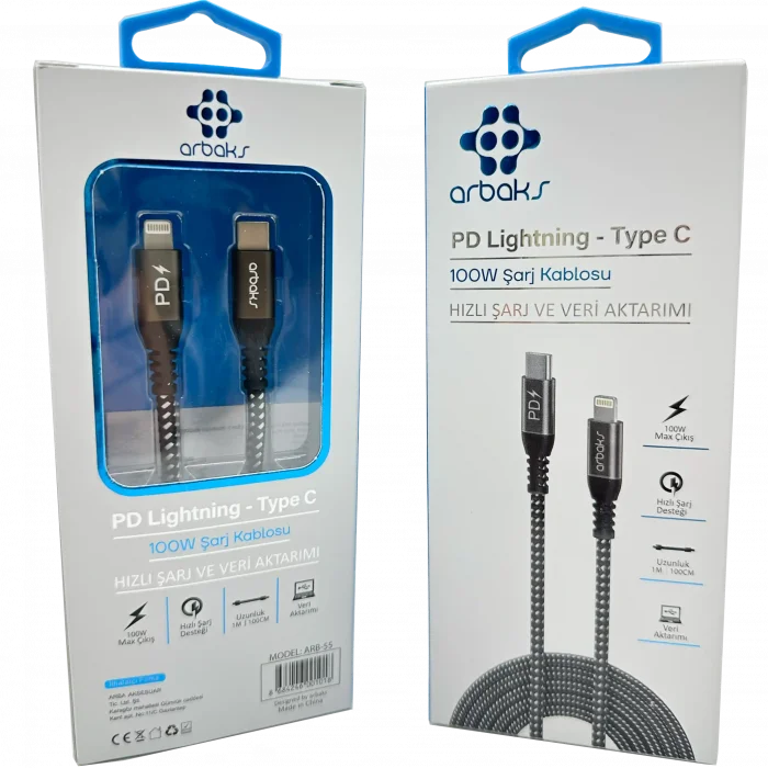 100W PD Lightning iphone Şarj Kablosu Arbaks ARB-55