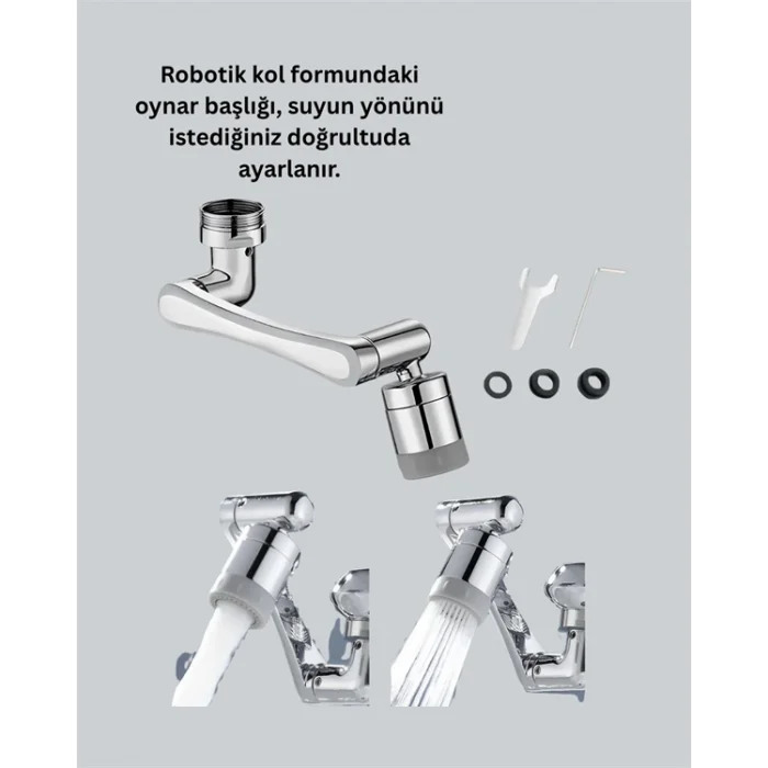 1080° Dönebilen Püskürtme Filtreli Musluk Başlığı Su Tasarruflu