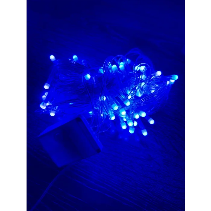 10m 100 Led Damla Uçlu Mavi Işık Şeffaf Kablo Mz-17-6