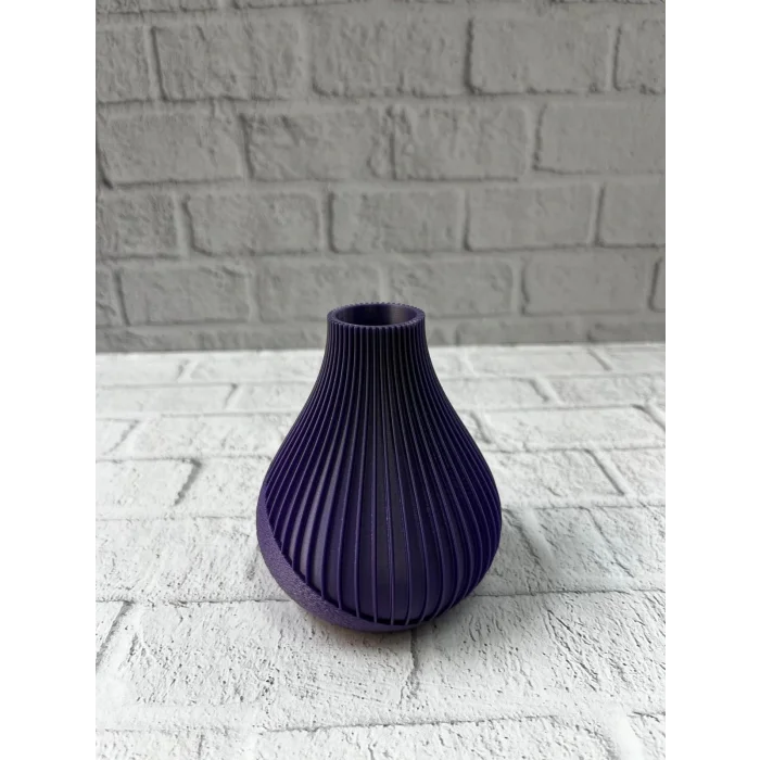 11 cm Mor Minimal Çizgili Vazo Masa Üstü Şık Dekor Objesi