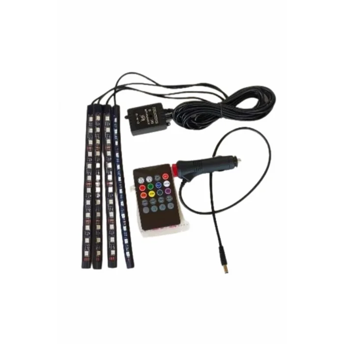 12 Ledli RGB Işıklı Araç Içi Ayak Altı Led Oto Ampul Kumandalı 7 Renk