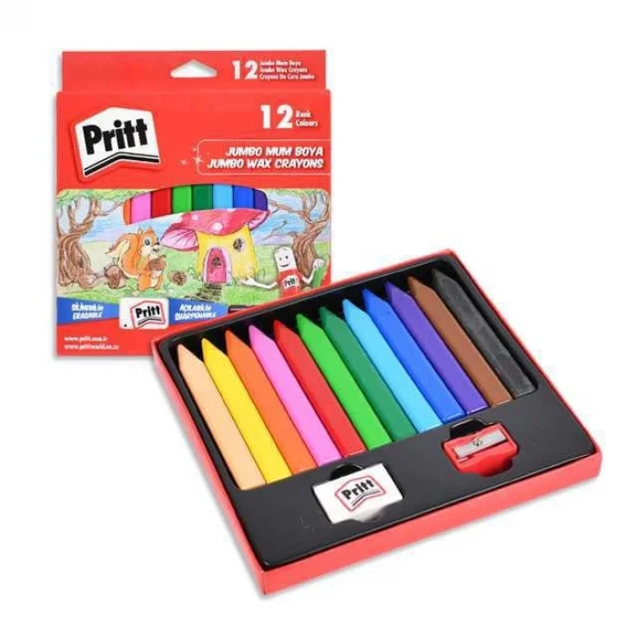 12 li Silinebilir   Üçgen Mum Boya