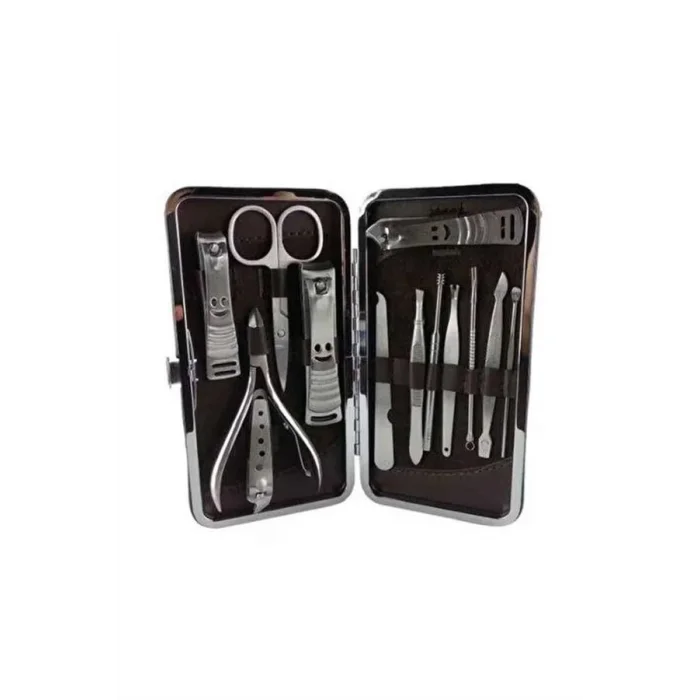 12 Parça Manikür Pedikür Seti Özel Deri Çanta El Ayak Bakımı Akne ve Sivilce Temizleme
