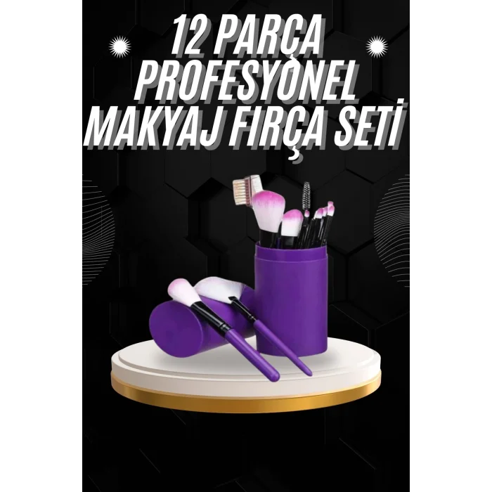 12 Parça Profesyonel Makyaj Fırçası Far Fırçası Allık Fırçası Yumuşak Kıllı