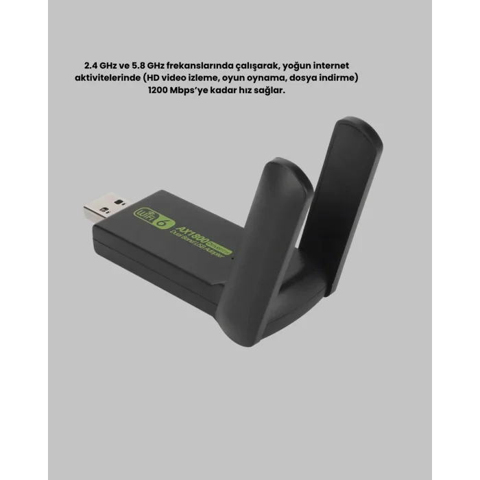 1200 Mbps Dual Band WiFi Adaptör – 5.8G & 2.4G Çift Antenli