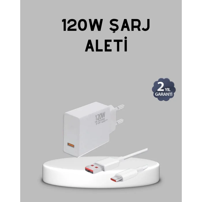 120W Süper Hızlı Şarj Adaptörü – Type-C Kablo Dahil Yüksek Voltaj Korumalı