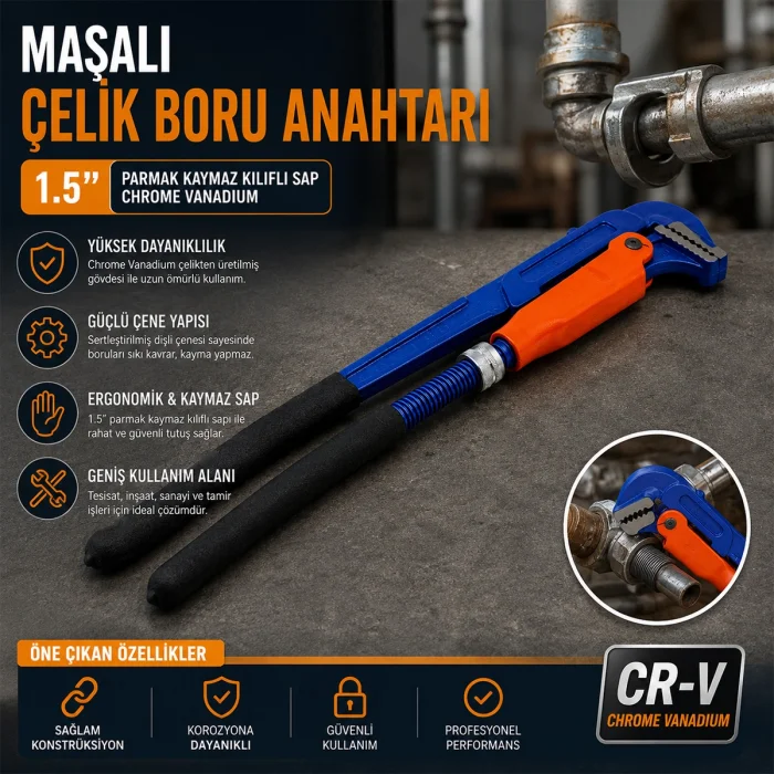 1.5 Maşalı Çelik Boru Anahtarı (CR-V)