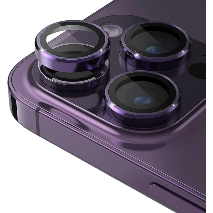 16 Pro / 15 Pro / 14 Pro / 16 Pro Max / 15 Pro Max / 14 Pro Max – Kamera Lens Koruyucu (Mor)