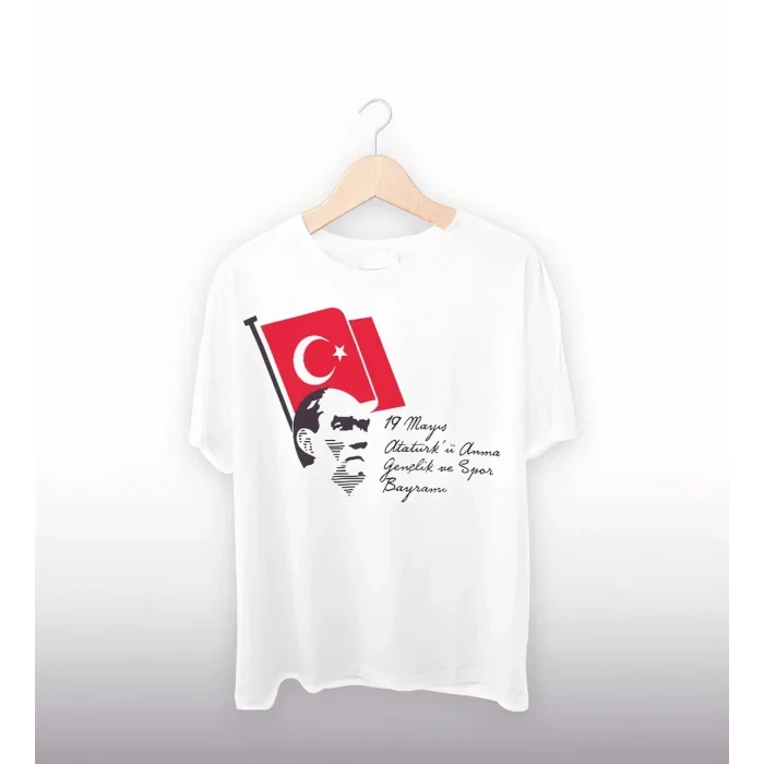19 Mayıs Baskılı T-shirt - Beyaz