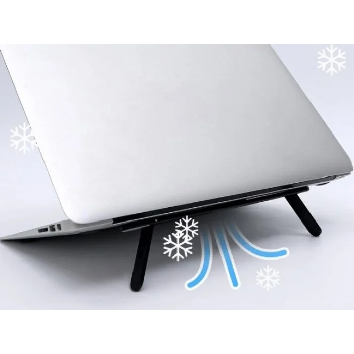2 Kademeli Katlanabilir ve Yapışkanlı Laptop Standı Siyah