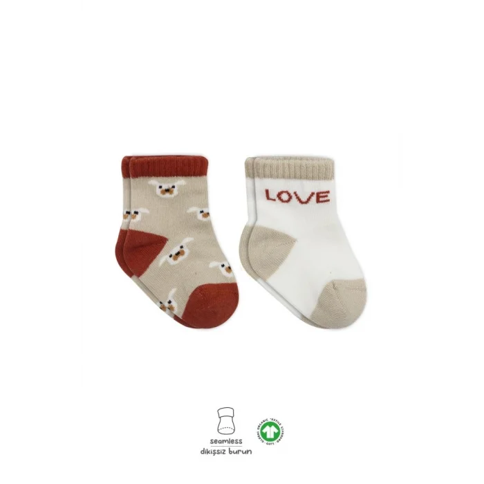 2Li Love Dog Penye Soket Çorap 10118 Bej