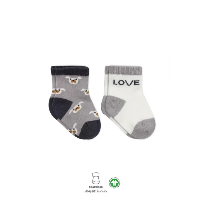 2Li Love Dog Penye Soket Çorap 10118 Gri