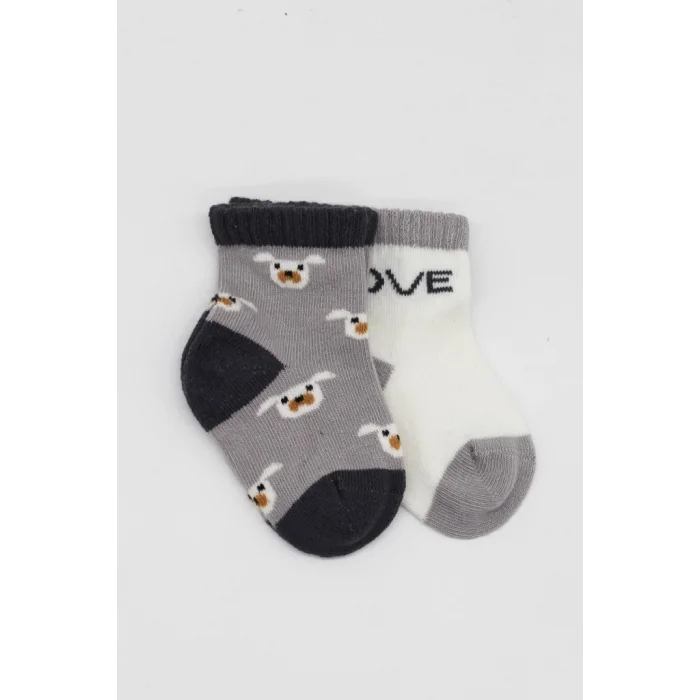 2Li Love Dog Penye Soket Çorap 10118 Gri