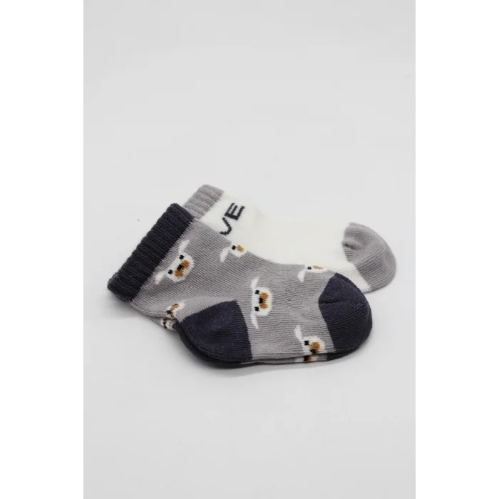 2Li Love Dog Penye Soket Çorap 10118 Gri