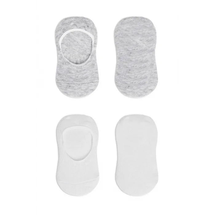 2Li Penye Babet Silikonlu Basic Çorap 30104 Gri Beyaz