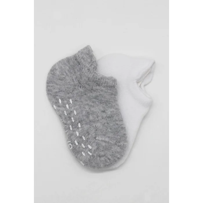 2Li Sneakers Kaymaz Basic Penye Çorap 20103 Gri Beyaz