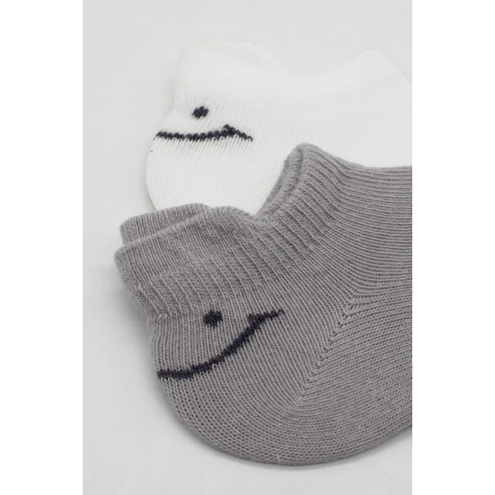 2Li Sneakers Smile Penye Çorap 20106 Gri Ekru