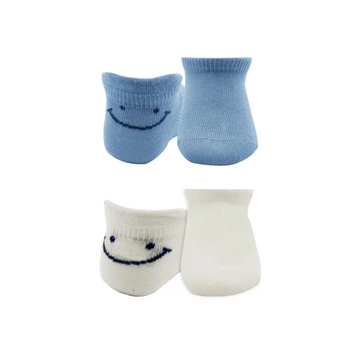 2Li Sneakers Smile Penye Çorap 20106 Mavi Ekru