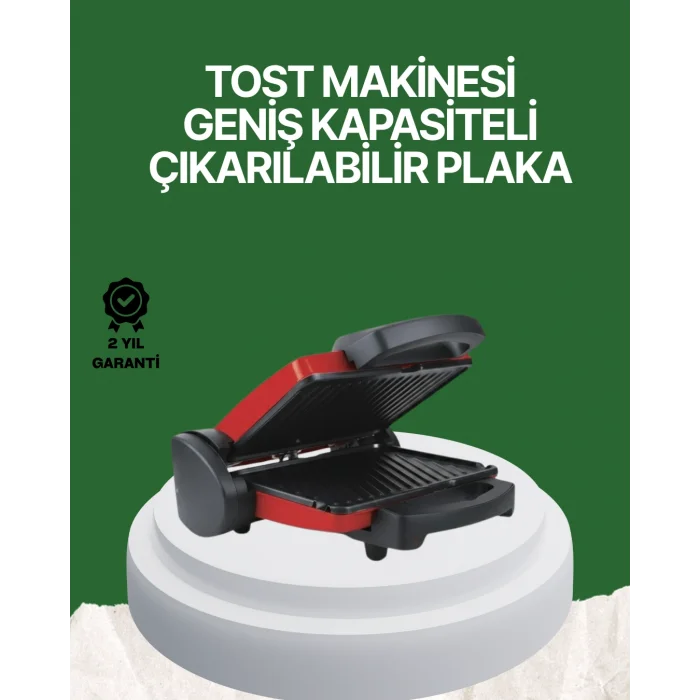 2000 Watt Teflon Tost Makinesi – Geniş Plaka, Ayarlanabilir Isı, Kolay Temizlik