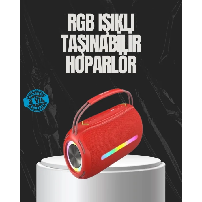20W Güçlü Ses Çift Sürücülü RGB LED Işıklı Bluetooth 5.3 Hoparlör