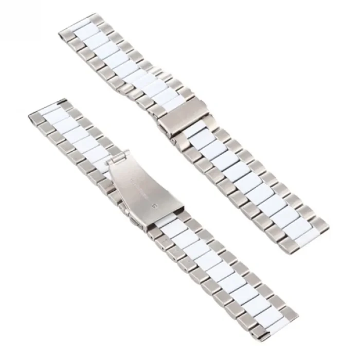 22MM Gear S3 Watch 4 -GT2 GT2E 46MM KayışKordon Seramik Paslanmaz Çelik-(5775)