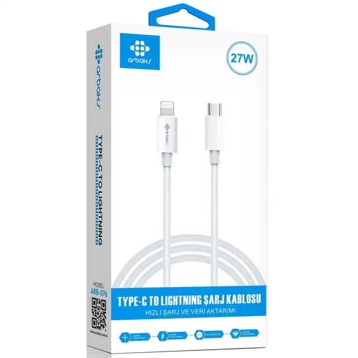 27W PD Lightning iphone Şarj Kablosu Arbaks ARB-076