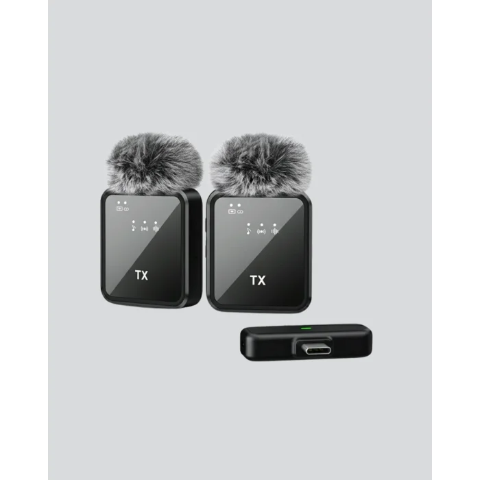 2’li Kablosuz Yaka Mikrofonu Type-C ve Lightning Uyumlu Profesyonel Set