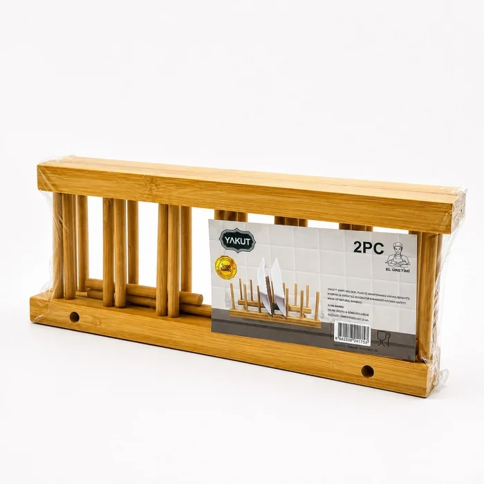 2pcs Bambu - Ahşap Tezgah Üstü Tabaklık - Bulaşıklık Bx40