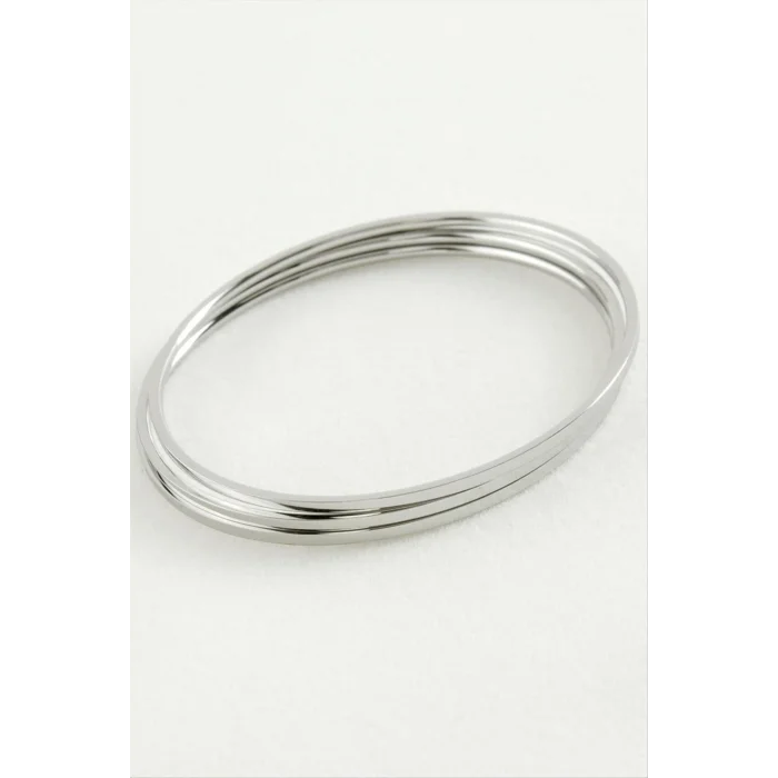 Parlak Cilali 3lu Celik Bilezik Seti 60 mm Ic Cap 2 mm Kalinlik Ajda Bayan BX-313730