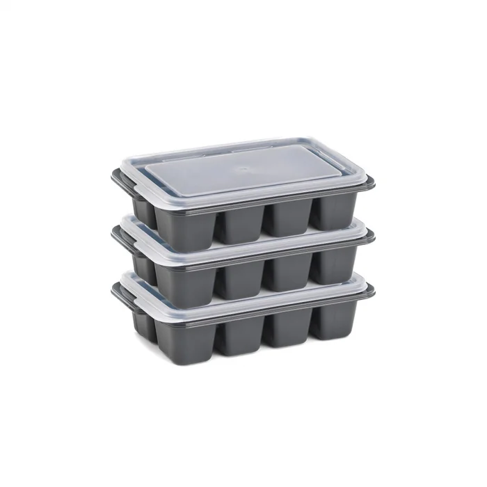 3lü Mini Buz Kalıbı - Küp Şekilli - Kapaklı - Plastik