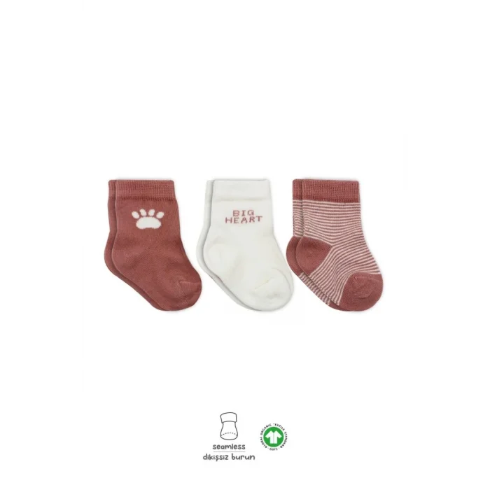 3Lü Penye Soket Çorap BS10110 Pudra